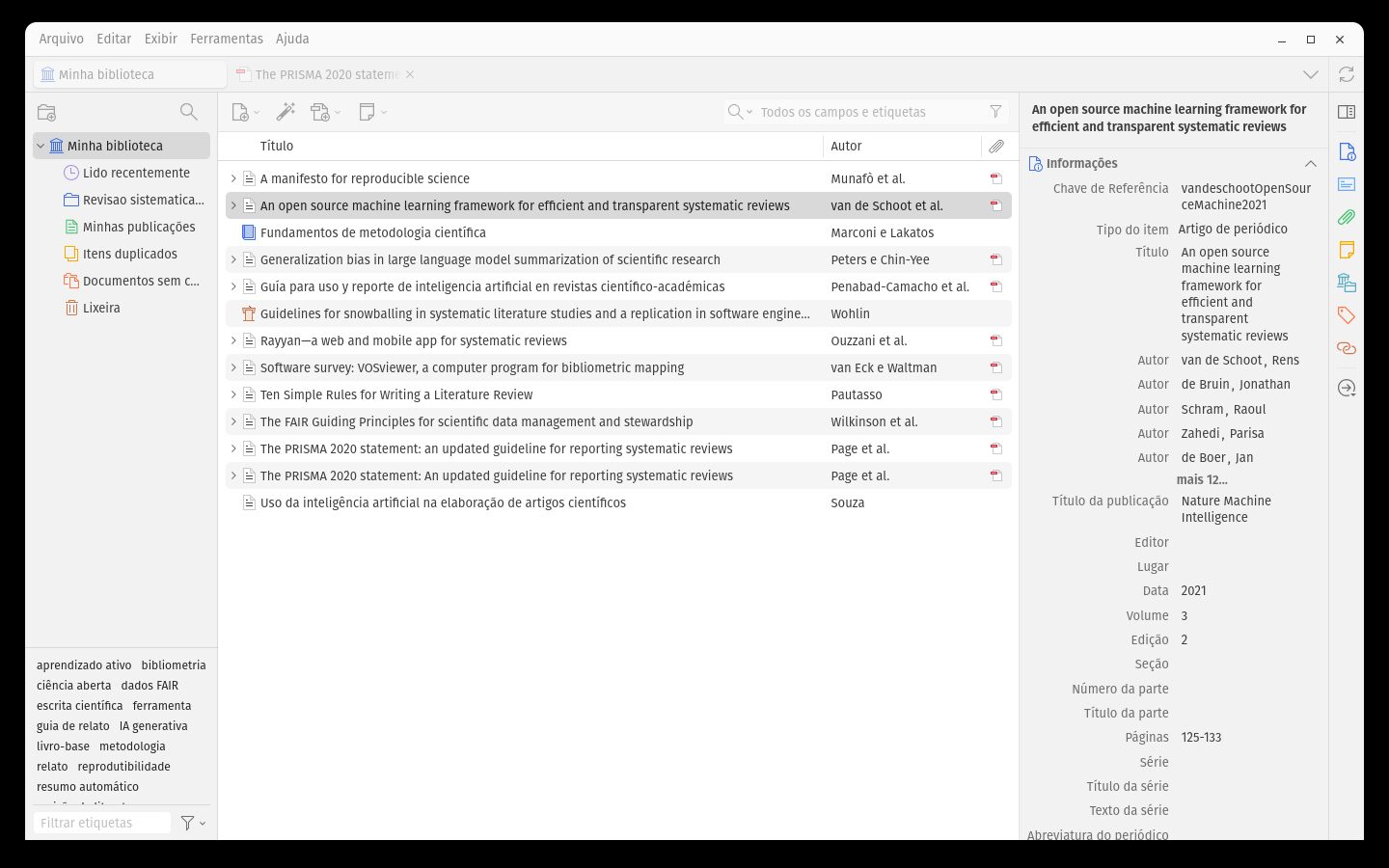 Painel do item com o campo Chave de Referência gerado pelo Better BibTeX